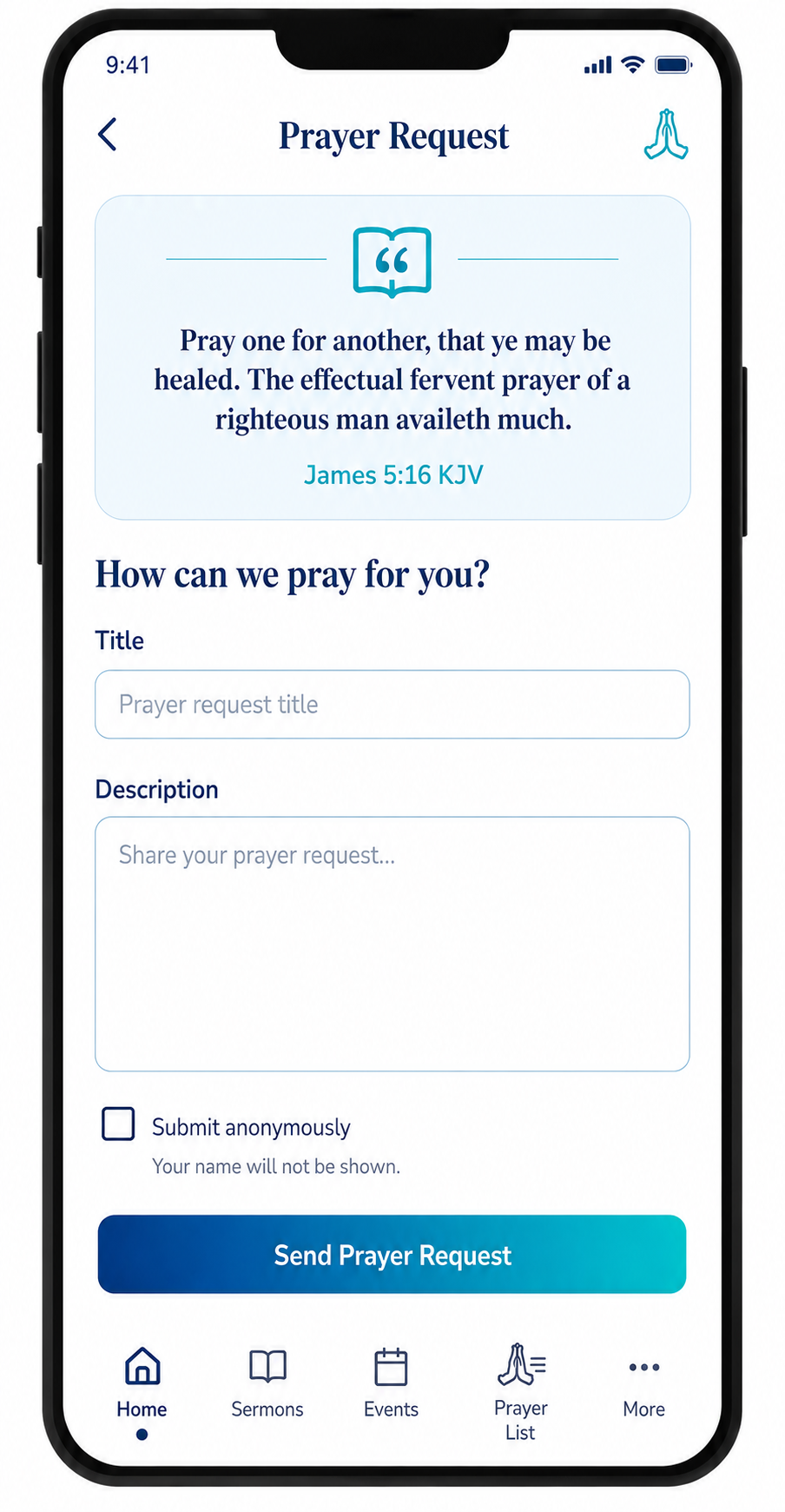 Prayer request screen
